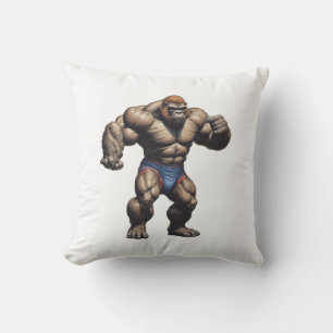 Gorilla Bodybuilder Pop Art Cartoon Zeichnung Kissen