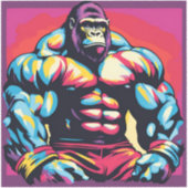 Gorilla Bodybuilder Pop Cartoon Aufkleber (Vorderseite)