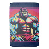 Gorilla Bodybuilder Pop Cartoon Badematte (Vorderseite Vertikal)