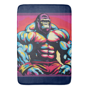 Gorilla Bodybuilder Pop Cartoon Badematte
