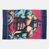 Gorilla Bodybuilder Pop Cartoon Geschirrtuch (Horizontal)