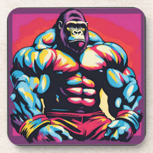 Gorilla Bodybuilder Pop Cartoon Getränkeuntersetzer