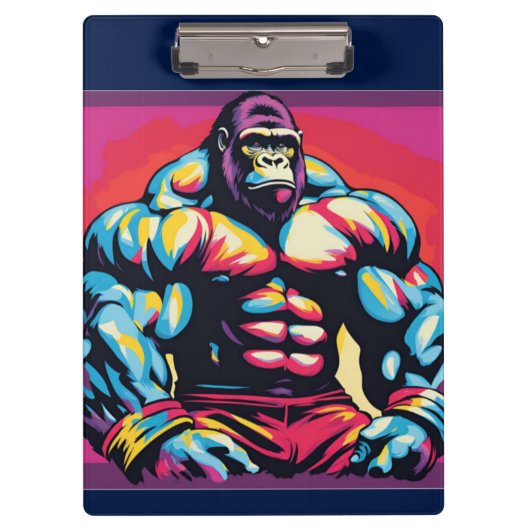 Gorilla Bodybuilder Pop Cartoon Klemmbrett (Vorderseite)