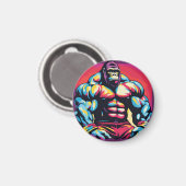 Gorilla Bodybuilder Pop Cartoon Magnet (Vorderseite/Rückseite)