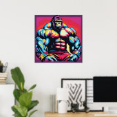 Gorilla Bodybuilder Pop Cartoon Poster (Heimbüro)