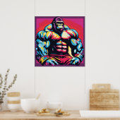 Gorilla Bodybuilder Pop Cartoon Poster (Küche)