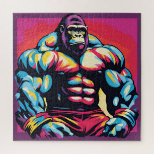 Gorilla Bodybuilder Pop Cartoon Puzzle
