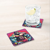 Gorilla Bodybuilder Pop Cartoon Rechteckiger Pappuntersetzer (Vor Ort)