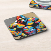 Gorilla Bodybuilder Pop Hebebühnen Cartoon Getränkeuntersetzer (Linke Seite)