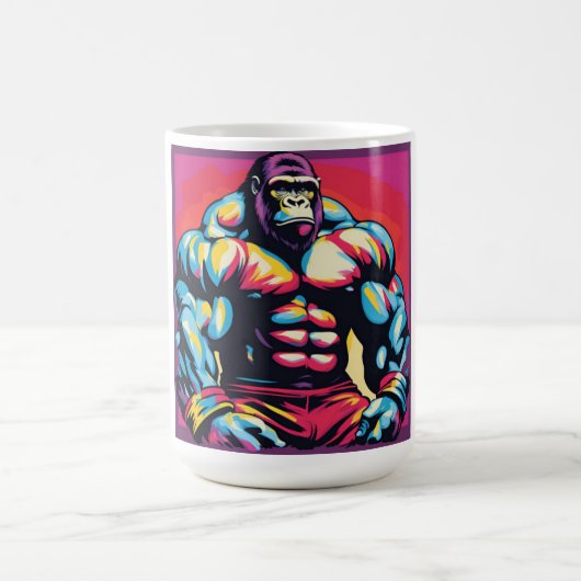 Gorilla Bodybuilder Pop Hebebühnen Cartoon Kaffeetasse (Mittel)