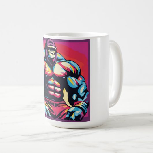 Gorilla Bodybuilder Pop Hebebühnen Cartoon Kaffeetasse (VorderseiteRechts)