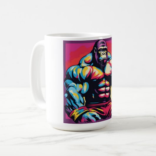 Gorilla Bodybuilder Pop Hebebühnen Cartoon Kaffeetasse (Vorderseite Links)