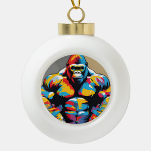 Gorilla Bodybuilder Pop Hebebühnen Cartoon Keramik Kugel-Ornament