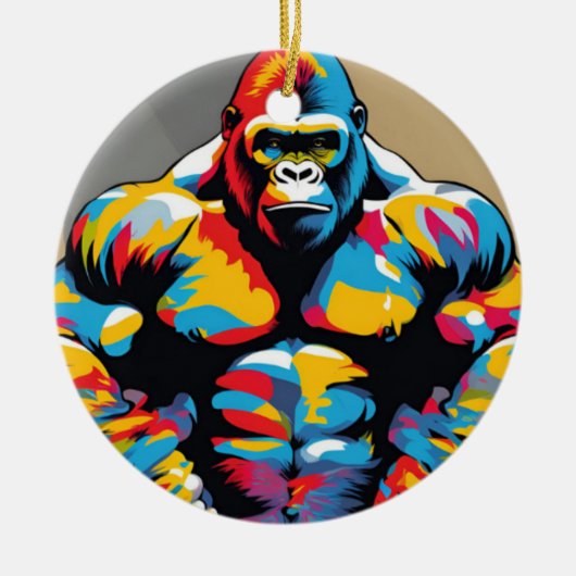 Gorilla Bodybuilder Pop Hebebühnen Cartoon Keramik Ornament (Vorne)