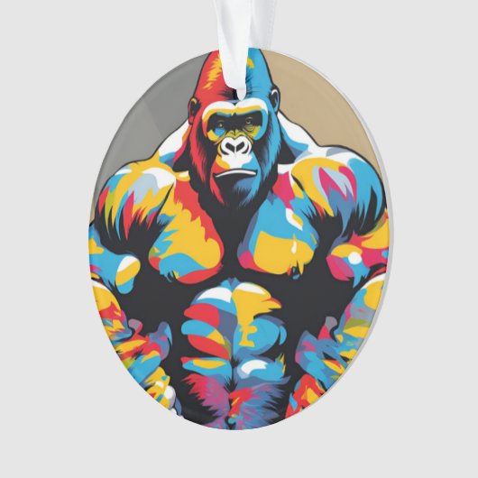 Gorilla Bodybuilder Pop Hebebühnen Cartoon Ornament (Vorderseite)