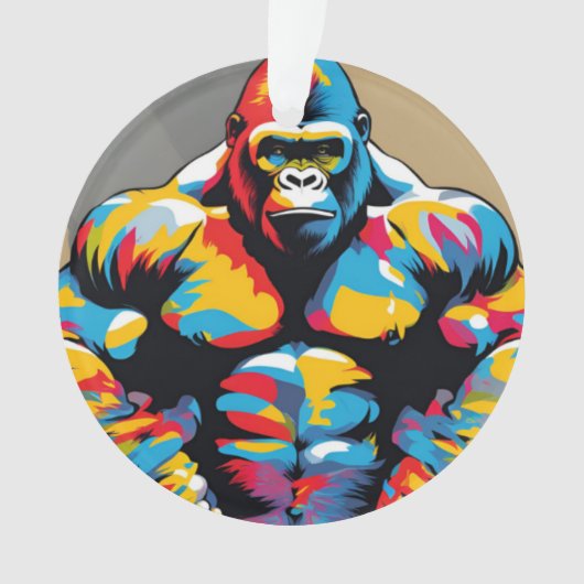 Gorilla Bodybuilder Pop Hebebühnen Cartoon Ornament (Vorderseite)