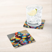 Gorilla Bodybuilder Pop Hebebühnen Cartoon Rechteckiger Pappuntersetzer (Vor Ort)