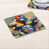 Gorilla Bodybuilder Pop Hebebühnen Cartoon Rechteckiger Pappuntersetzer (angewinkelt)