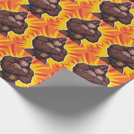 Gorilla Bodybuilder Weight Lifter Pop Art Cartoon Geschenkpapier (Ecke)