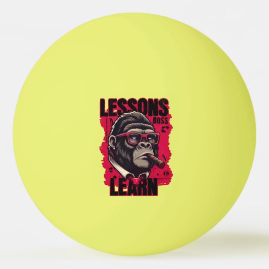 Gorilla Boss Lessons Learn Ping Pong Ball Tischtennisball (Vorderseite)
