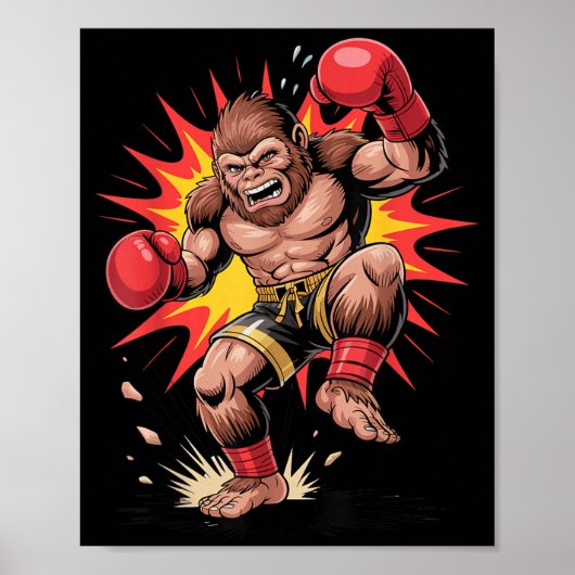 Gorilla-Boxmeister Retro-Arcade-Kampf-Affe Poster (Vorne)