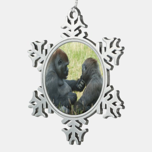 Gorilla Brothers Forever Schneeflocken Zinn-Ornament (Rechts)
