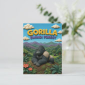 Gorilla Bwindi-Wald Modern KlayKoo Postkarte (Stehend Vorderseite)