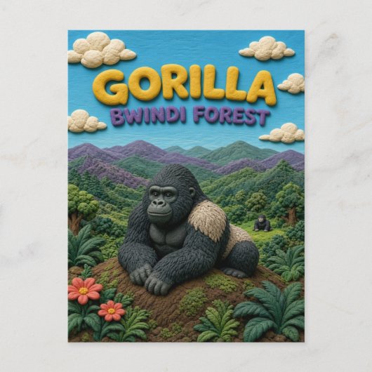 Gorilla Bwindi-Wald Modern KlayKoo Postkarte (Vorderseite)