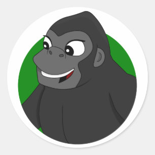 Gorilla Cartoon Classic Round Aufkleber