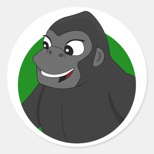 Gorilla Cartoon Classic Round Aufkleber (Vorderseite)