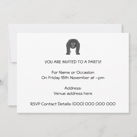 Gorilla-Cartoon Einladung (Vorderseite)