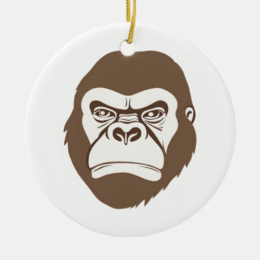 Gorilla Cartoon Zeichnend Keramik Ornament (Vorne)