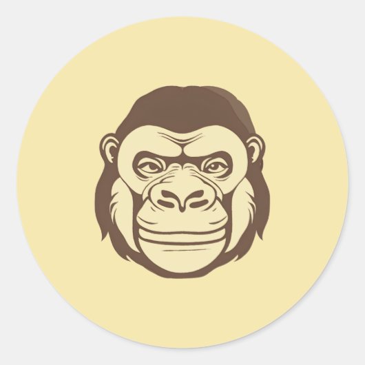 Gorilla Cartoon Zeichnend Runder Aufkleber (Vorderseite)