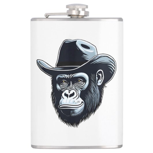 Gorilla Cowboy Flachmann (Vorderseite)
