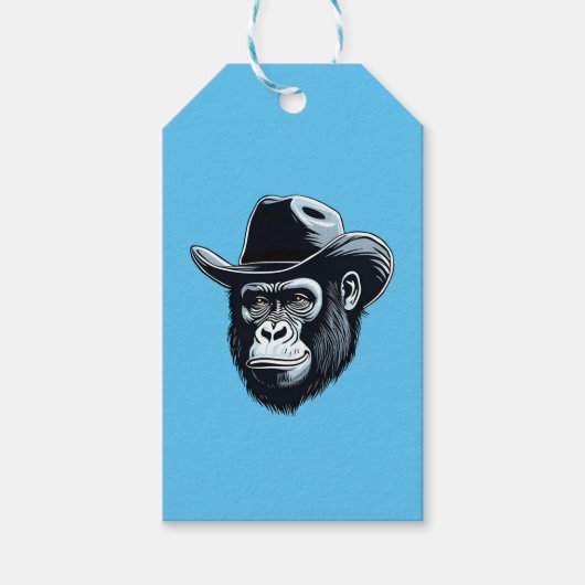 Gorilla Cowboy Geschenkanhänger (Vorderseite)