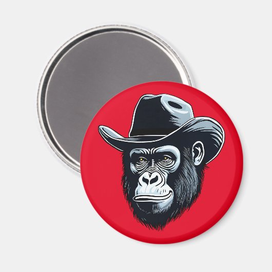 Gorilla Cowboy Magnet (Vorderseite/Rückseite)