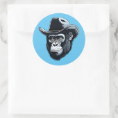 Gorilla Cowboy Runder Aufkleber (Tasche)