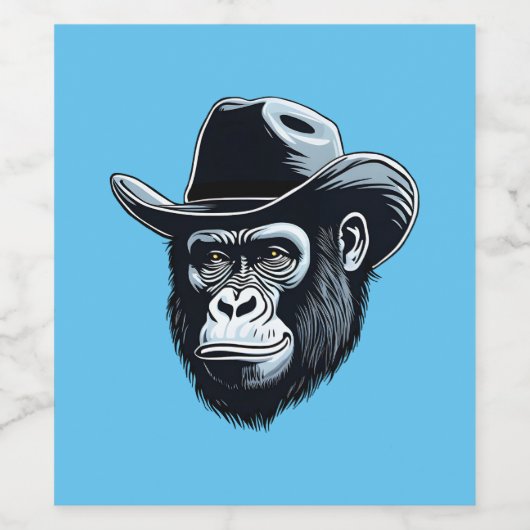 Gorilla Cowboy Weinetikett (Einzelnes Label)