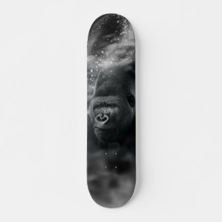 Gorilla Deep in Thought Black White Fog Skateboard