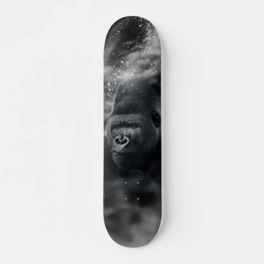 Gorilla Deep in Thought Black White Fog Skateboard (Vorne)
