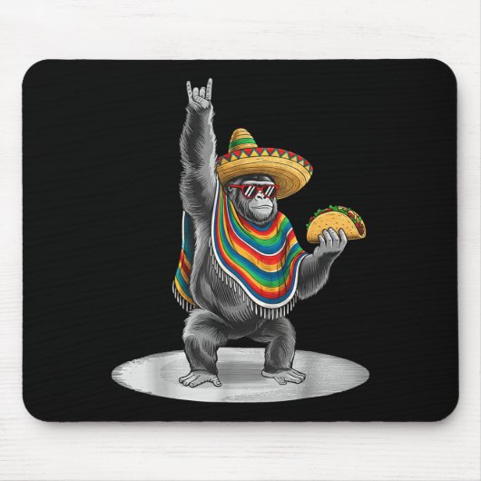 Gorilla, der Taco trägt, lustiger Cinco de Mayo Ju Mousepad (Vorne)