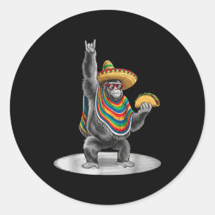 Gorilla, der Taco trägt, lustiger Cinco de Mayo Ju Runder Aufkleber