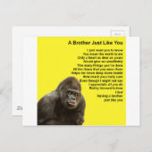 Gorilla Design - Bruder Gedicht Postkarte (Vorne/Hinten)