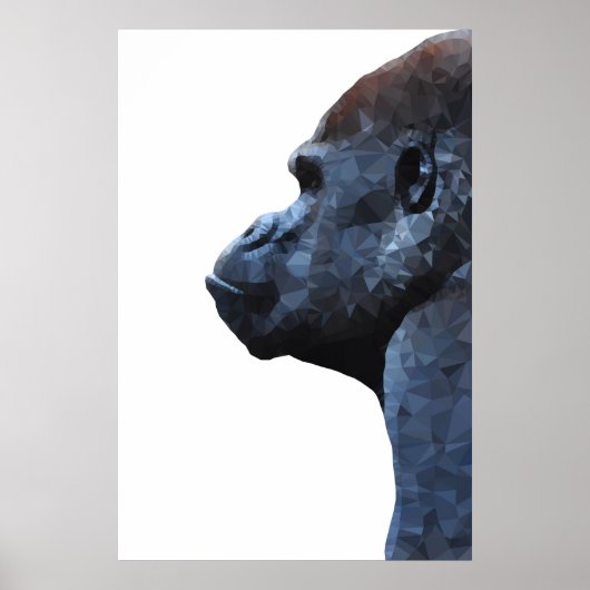 Gorilla drucken. Modernes abstraktes Tier. Polygon Poster (Vorne)