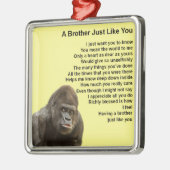 Gorilla-Entwurf - Bruder-Gedicht Silbernes Ornament (Links)