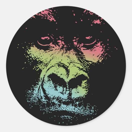 Gorilla Face - color Runder Aufkleber (Vorderseite)
