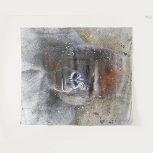 Gorilla Face Jungle Animal Water Wandteppich (Vorderseite (Horizontal))