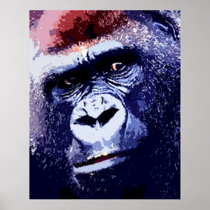 Gorilla Face Pop Art Poster Print. Gorilla Posters