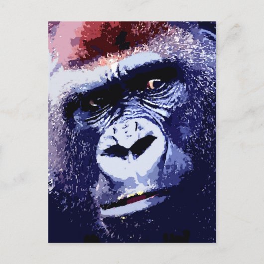 Gorilla Face Pop Art Postkarte (Vorderseite)