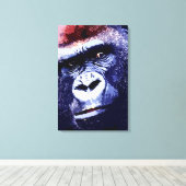 Gorilla Face Pop Art Wrapped Canvas Leinwanddruck (Insitu (Holzboden))